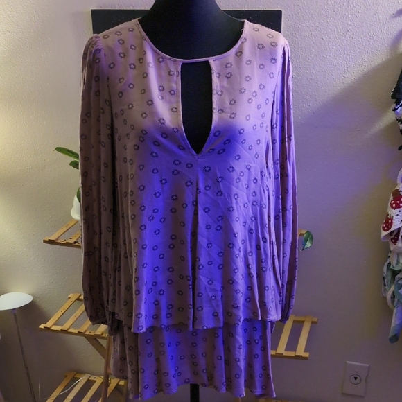 Free People Tops - Free People Mauve Taupe Beck Long Sleeve Mini Tunic Small